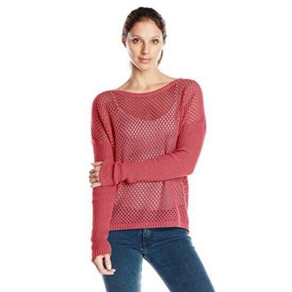PRANA Parker Open Knit 100% Organic Cotton Sweater Red Slate Womens XSmall - Picture 1 of 11